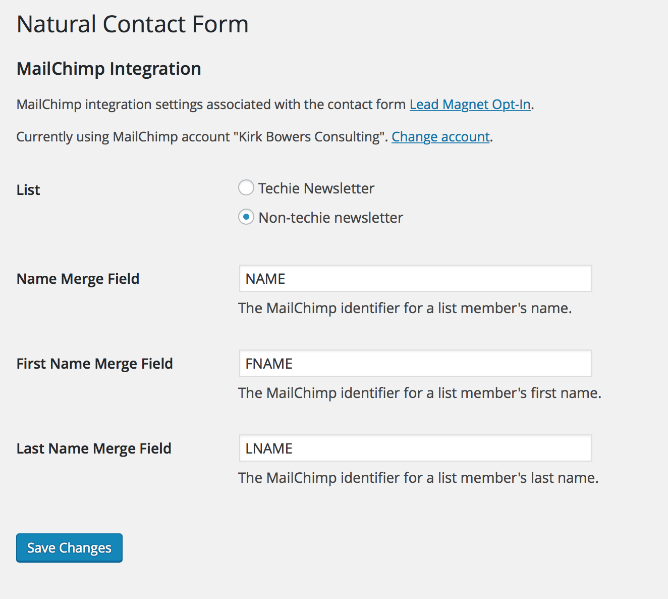 Optionally hook your contact form into a 3rd party email service provider.