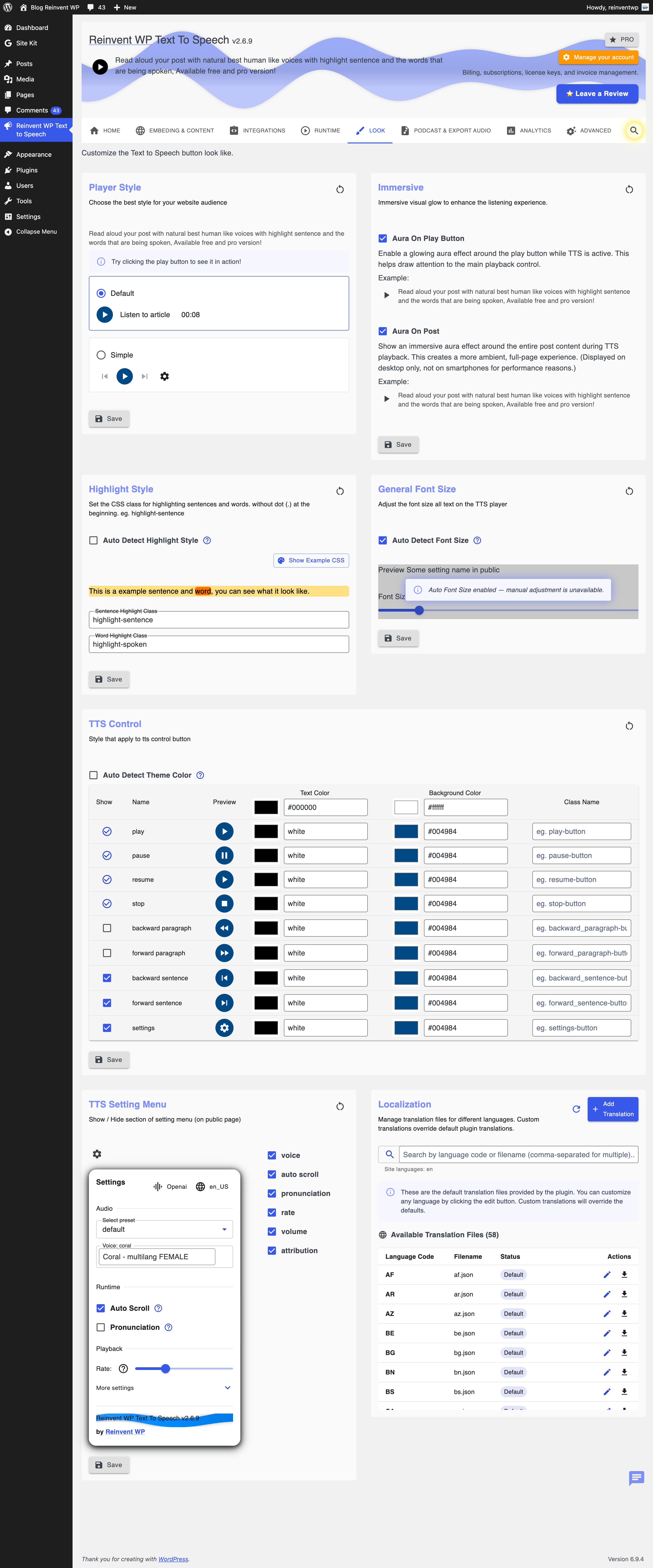Text to speech with highlighted sentence and word as it spoken