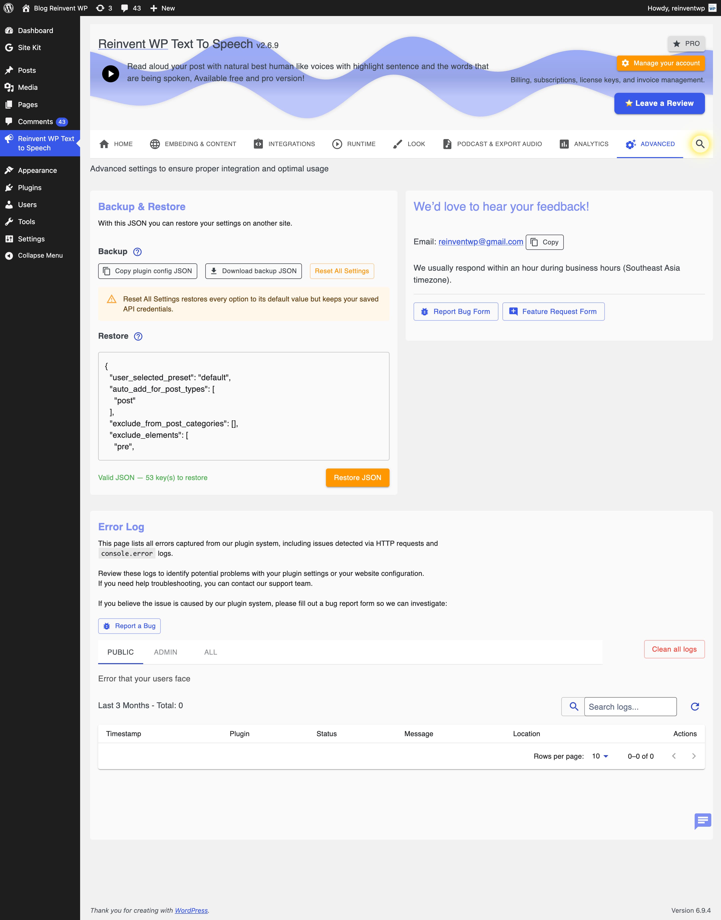 Gutenberg Block Editor Support