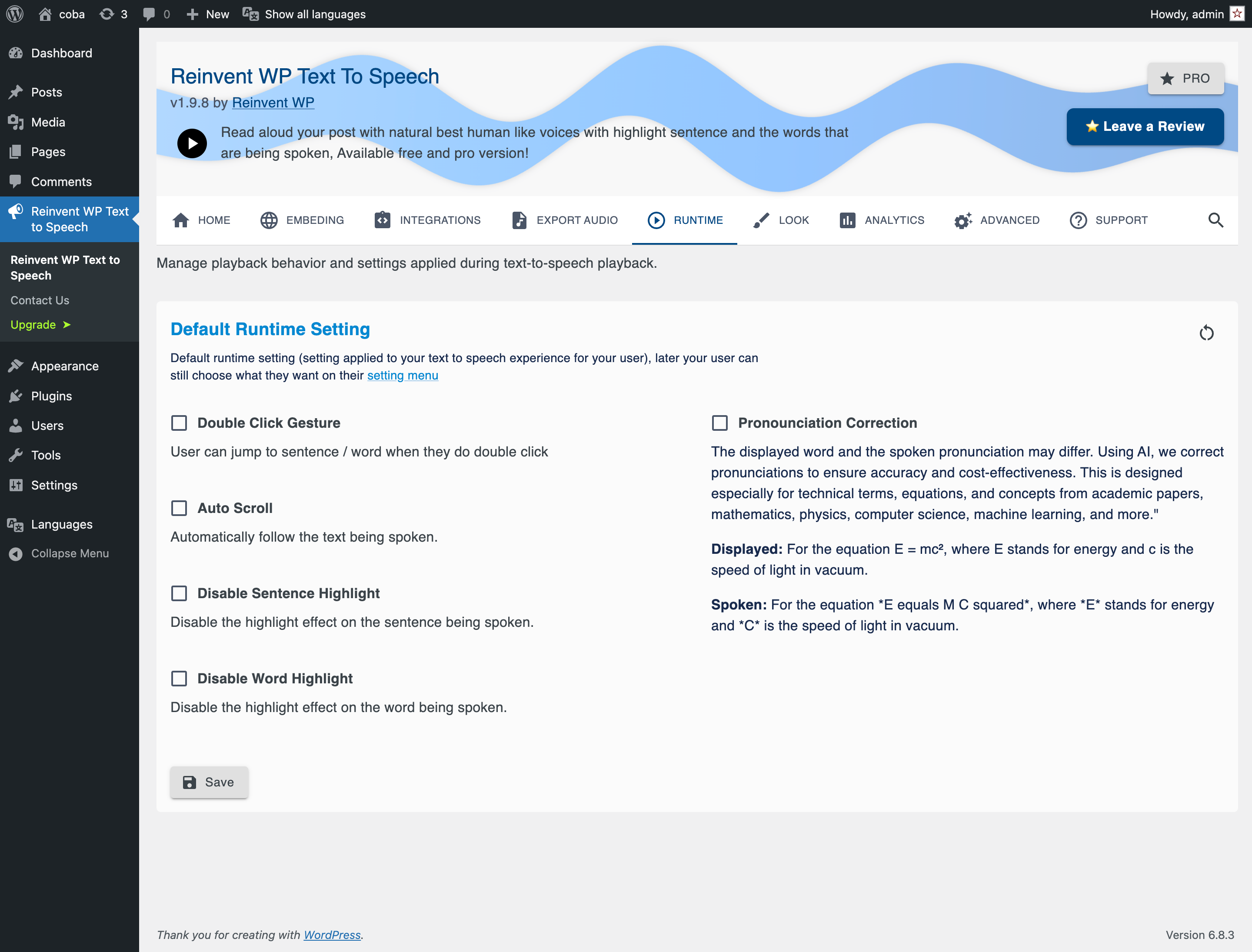 Setting Page: Analytics