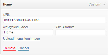 Link to upload form on nav menu item's edit screen
