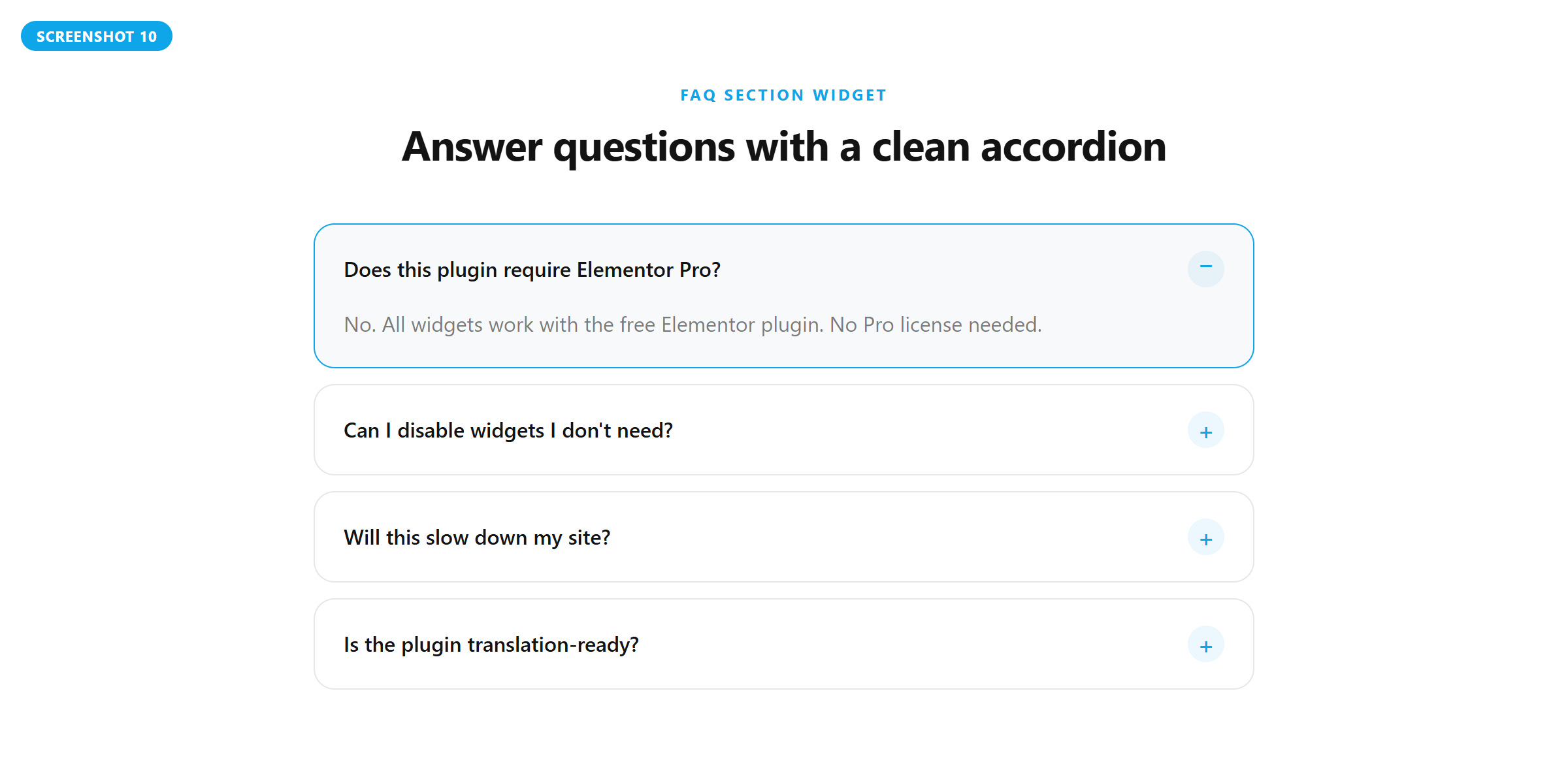 Widget settings with enable/disable toggles and tooltips.