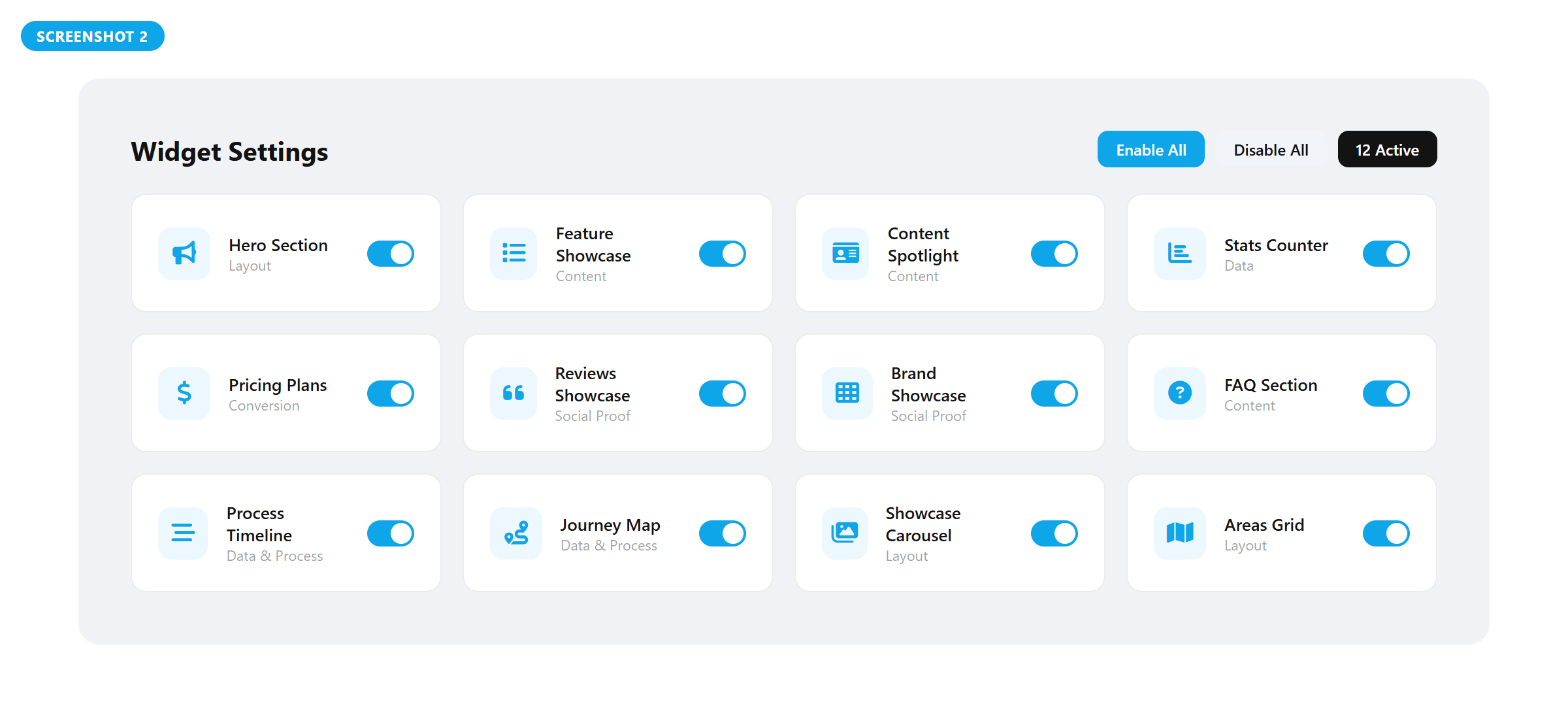 Feature List widget example.