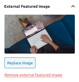 **External Featured Image**. Paste the external image’s URL and you’re done!