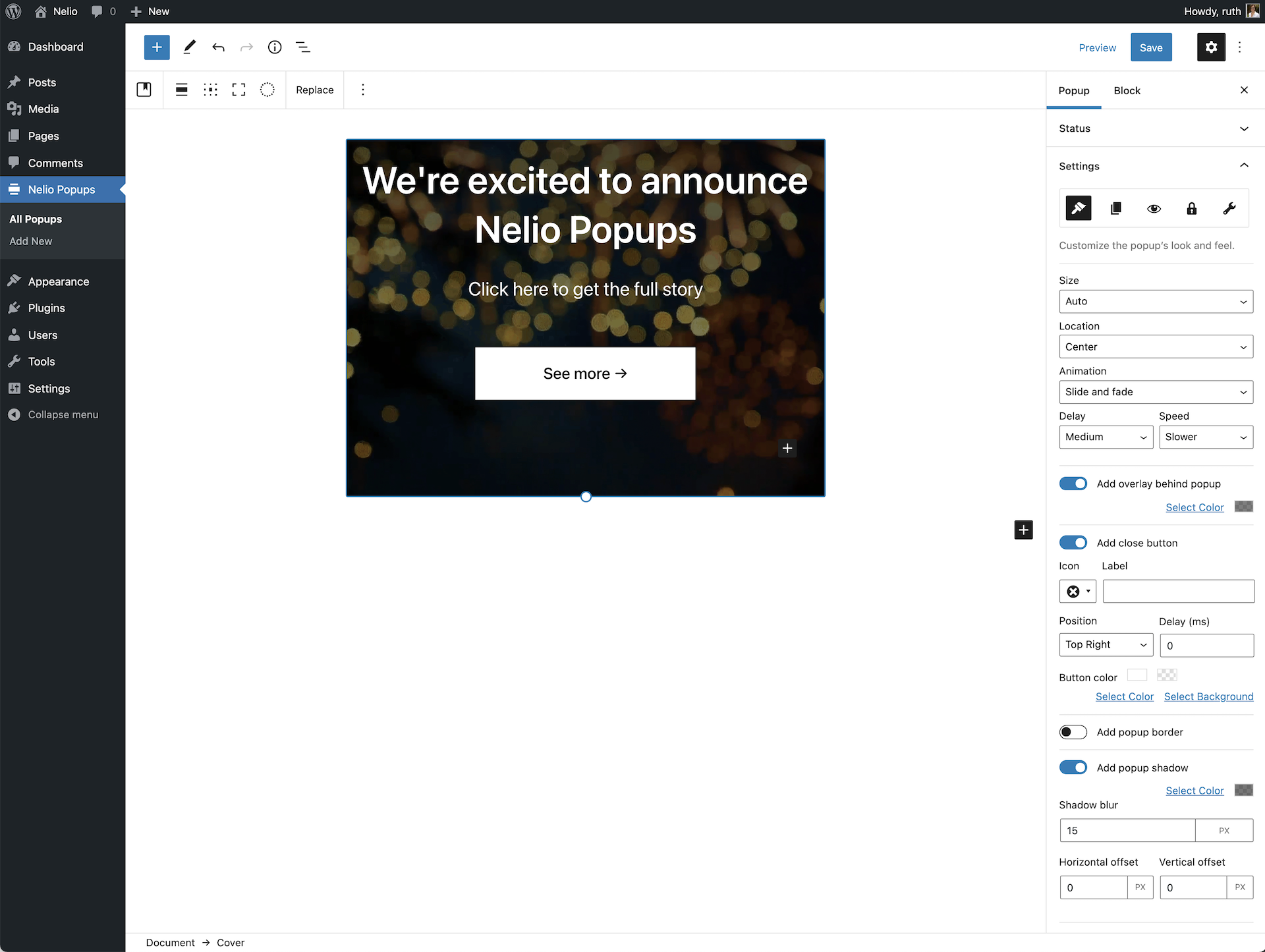 **Block Editor.** Nelio Popups relies on the Block Editor to build and customize the content of your popups.