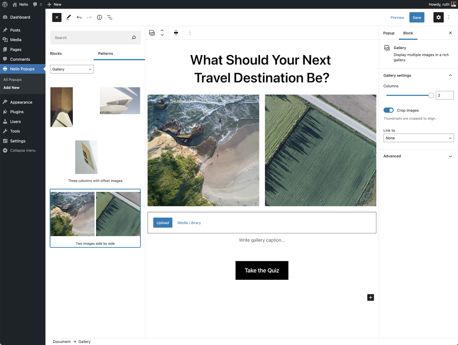**Popup Patterns.** Use Block Patterns to get started with your popup designs.