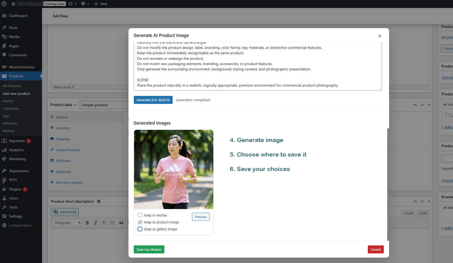 Popup generated image