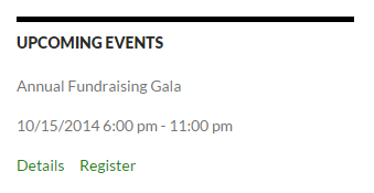 Display a list of upcoming events in a widget