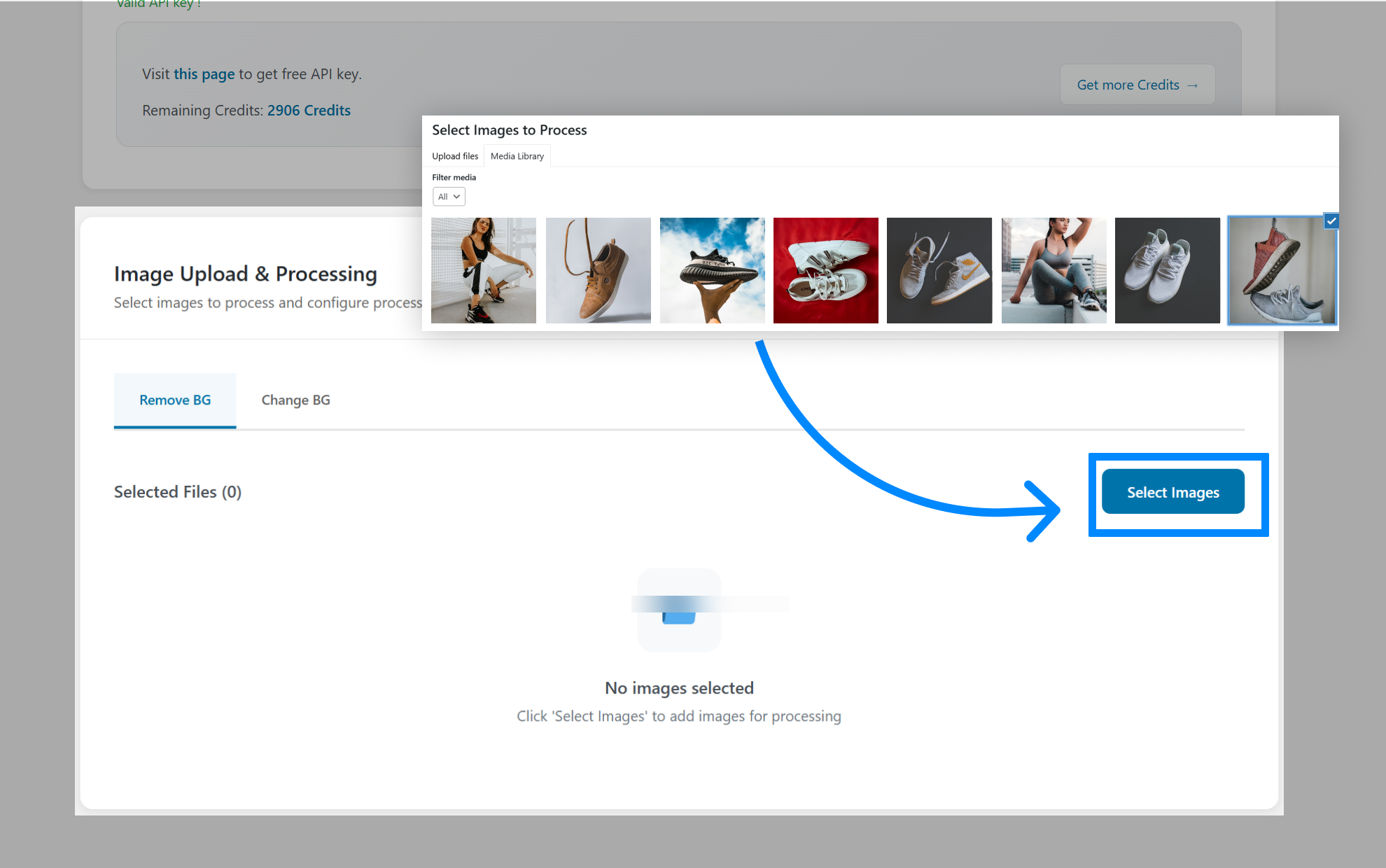 Select images from the Media Library