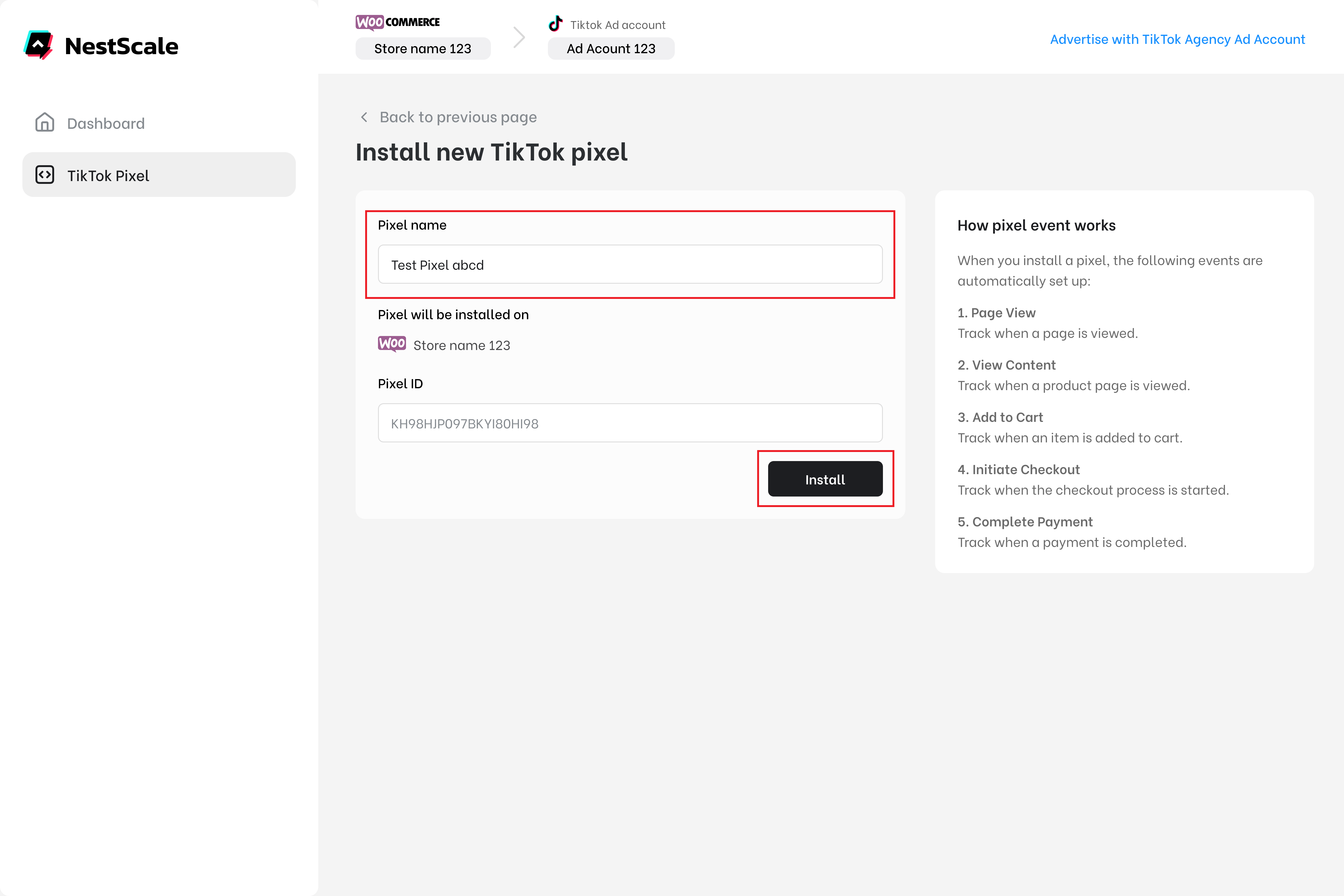 Install existing pixels