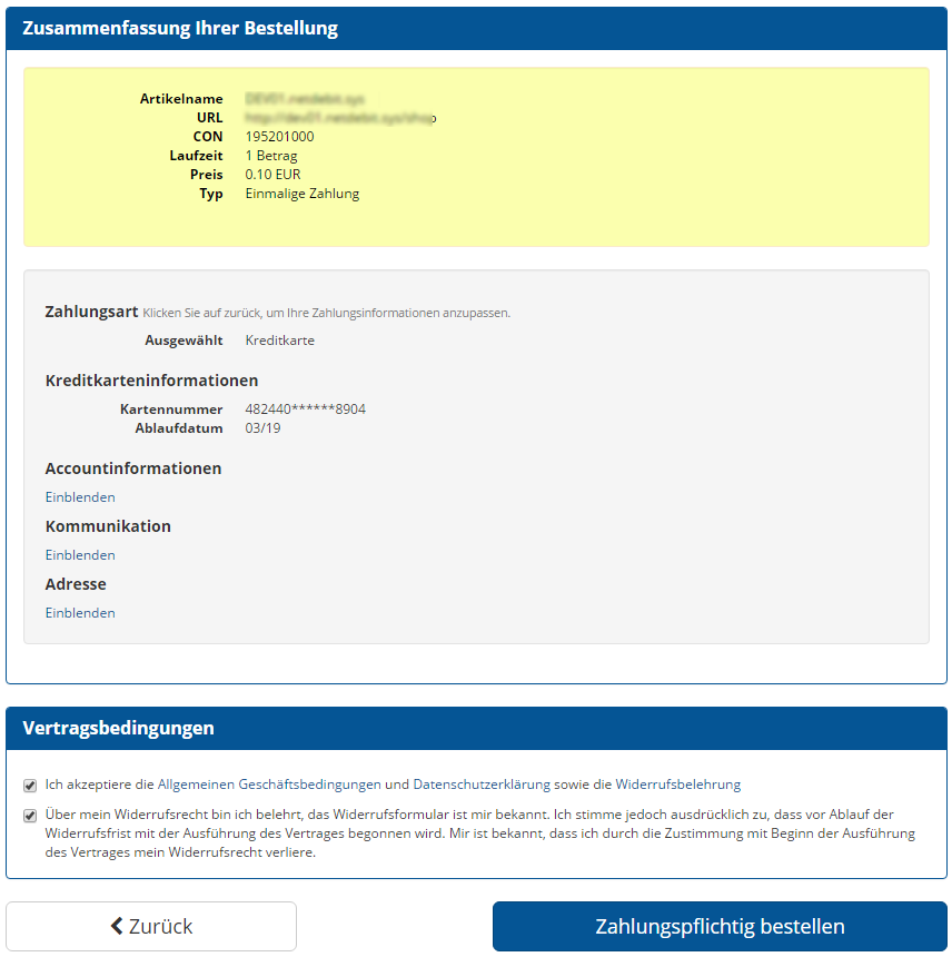 NetDebit® paymentform step 3