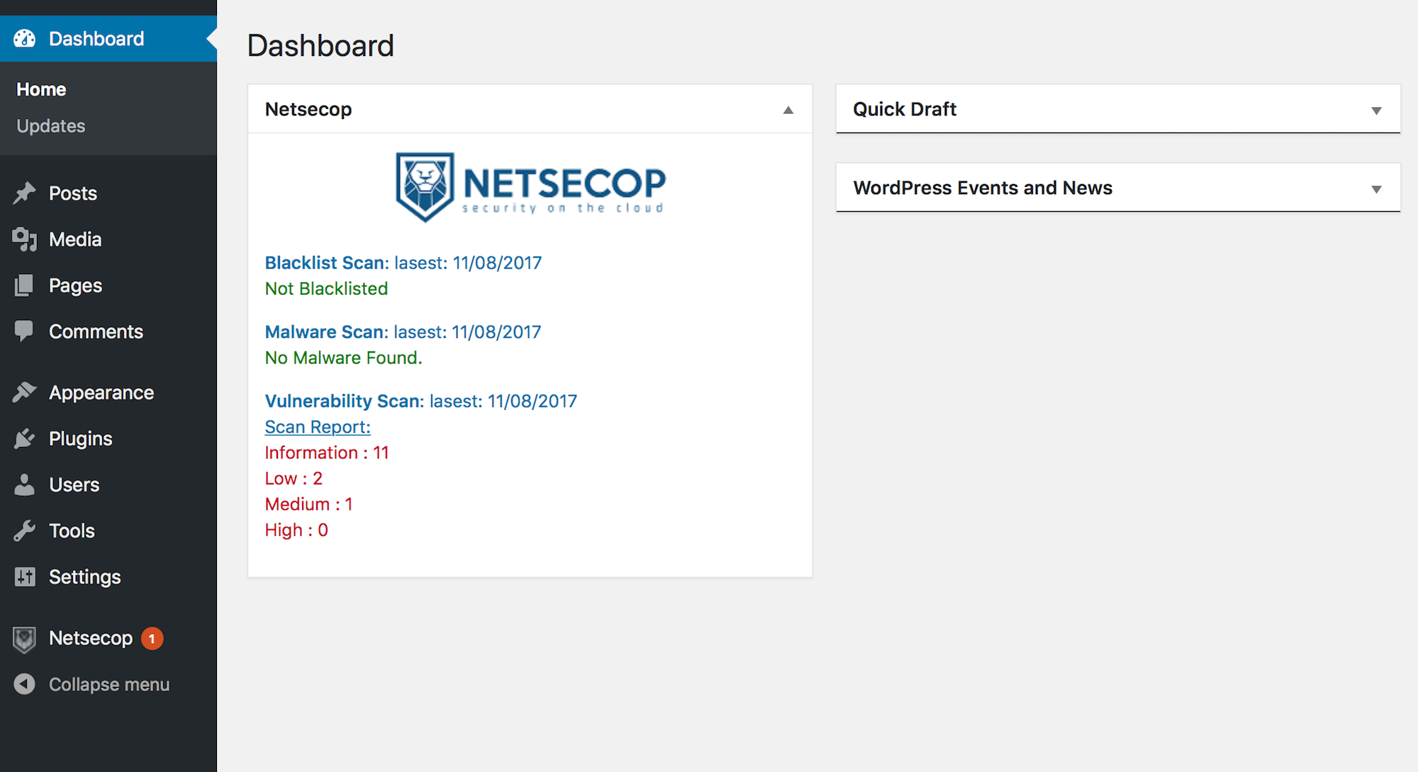 Netsecop Dashboard Widget