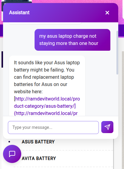 **Mobile View:** Fully responsive chat widget on a mobile device.