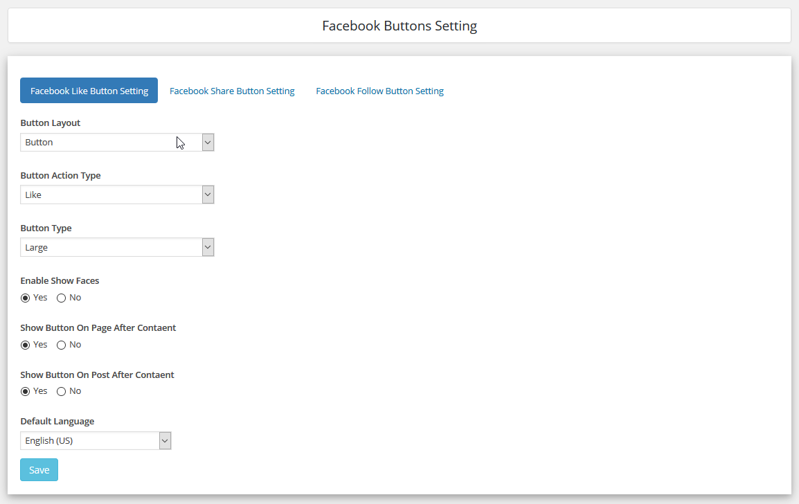 Setting For Like Button