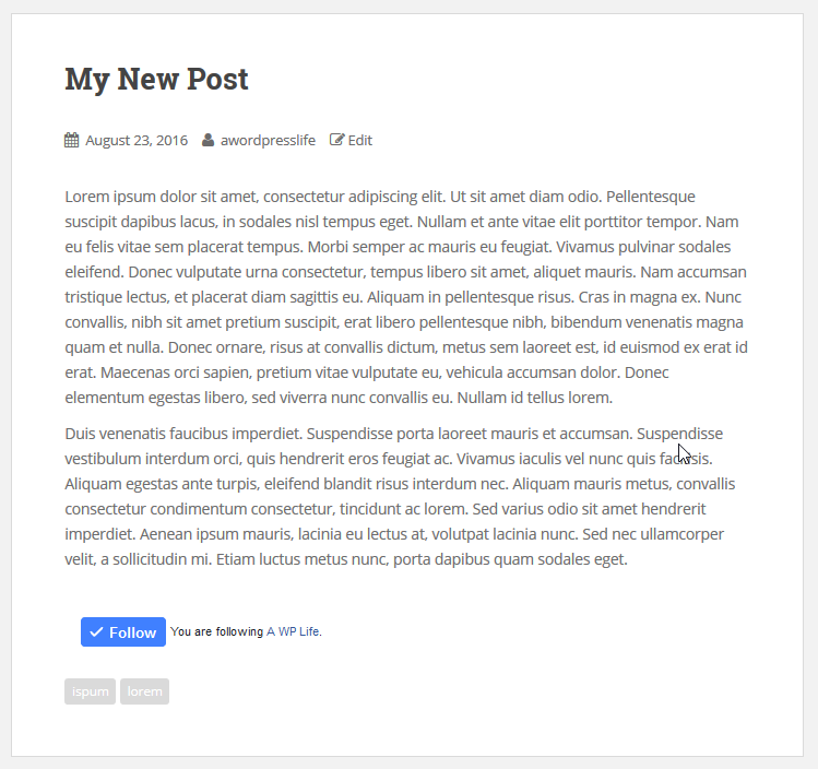 Facebook Like Share Follow Button After Post Content With Box Count Layout