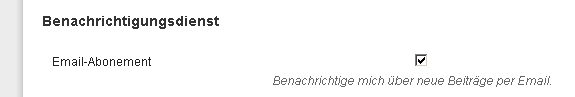 The notification can be activated in the user profile.