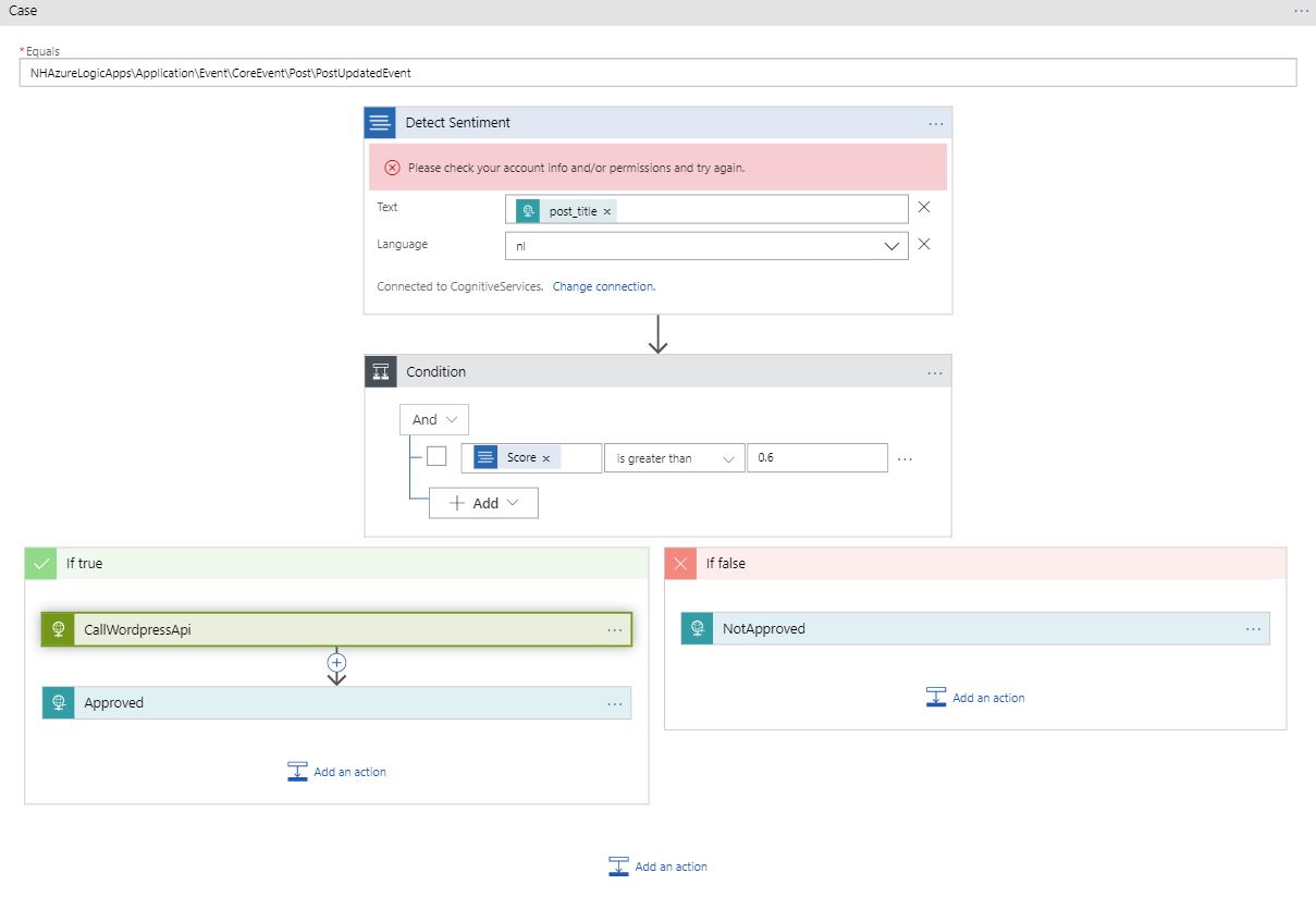 Example flow within Azure logic apps