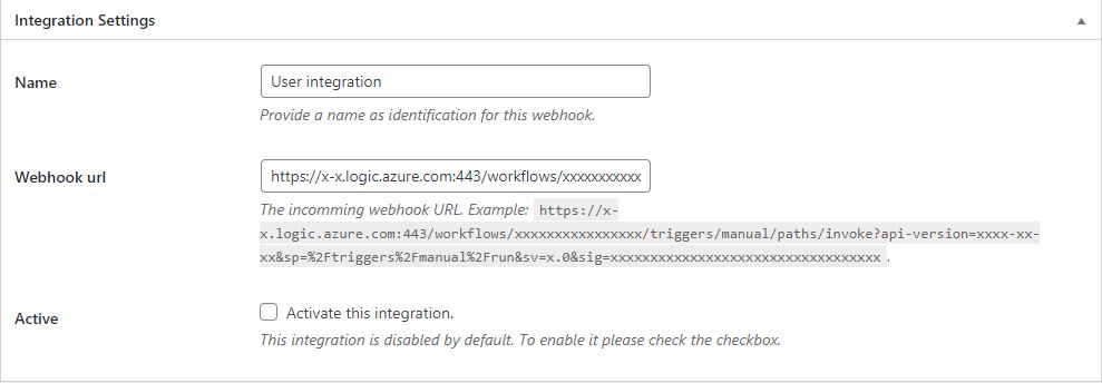 Integration setup