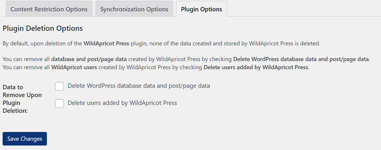 Plugin options to clean up WordPress after deletion and a special WAP Debug Log