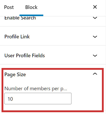 Changing the maximum number of members per page