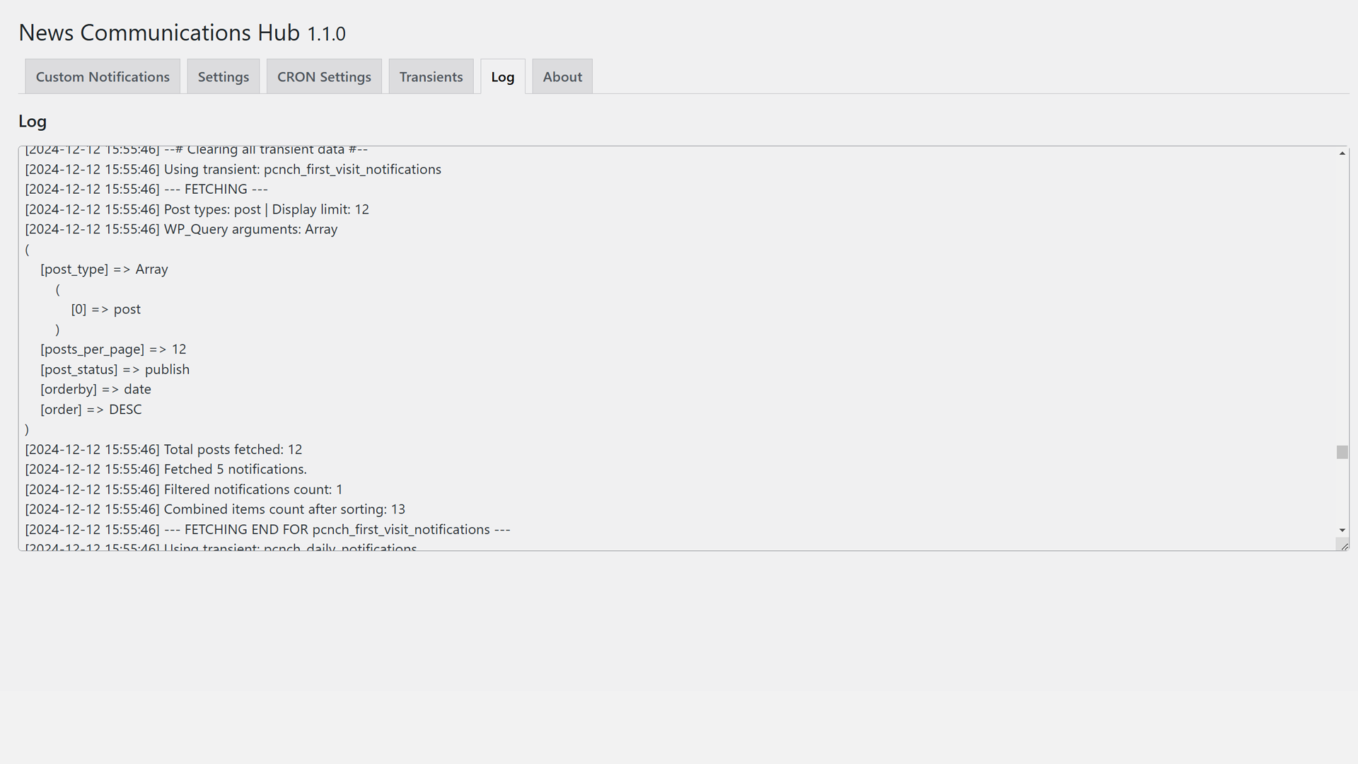 Admin panel logs.