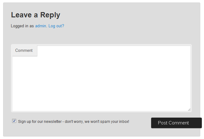 The sign-up checkbox in the Twenty Eleven theme