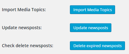 The third portion of the settings page, showing the buttons for the main actions of the plugin.