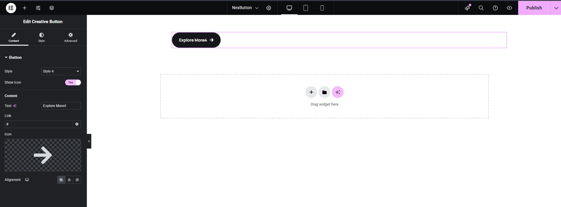 Configure hover effects and responsiveness.
