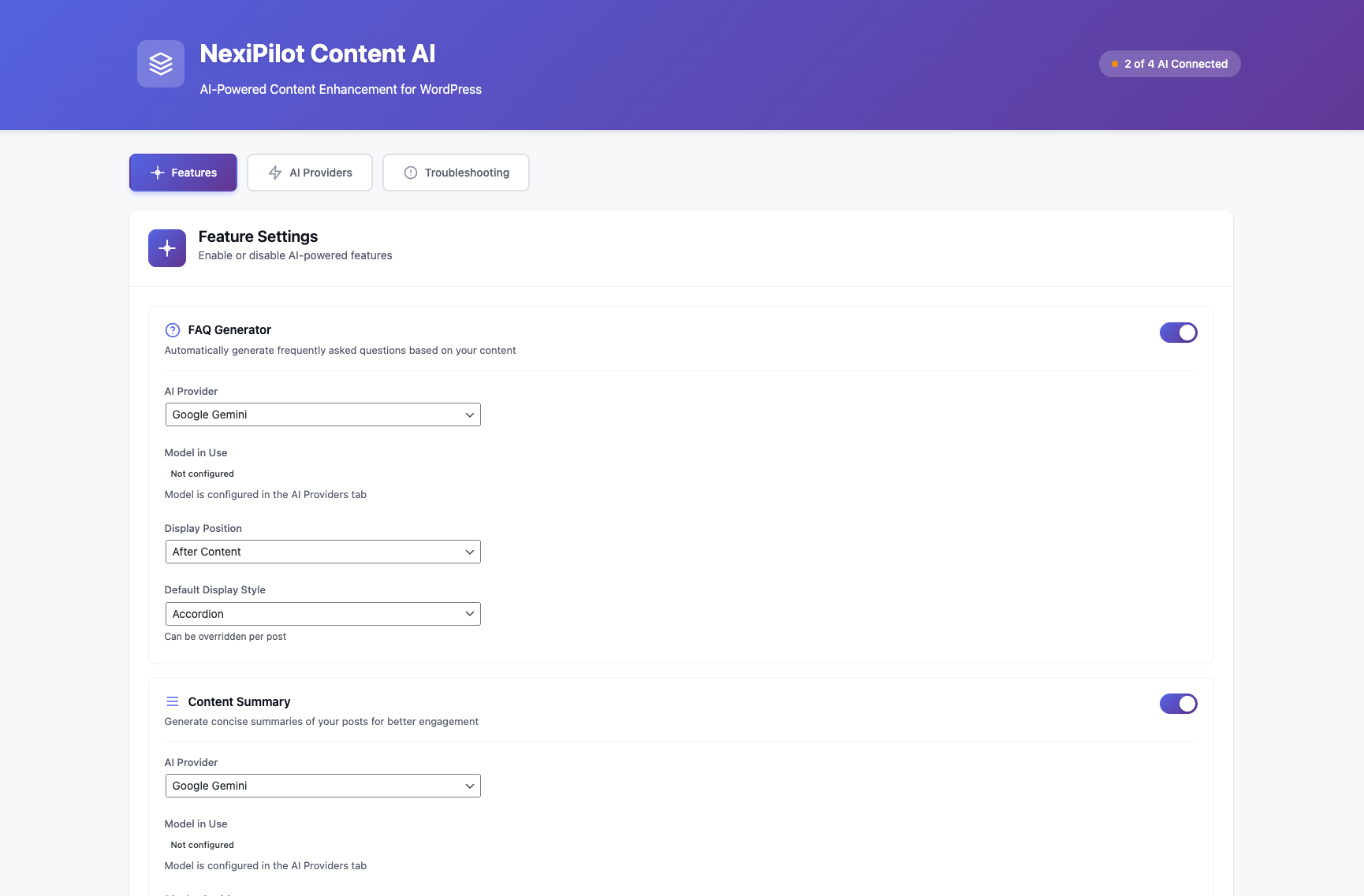 Feature Management Panel