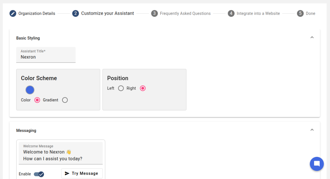 Chatbot customization.