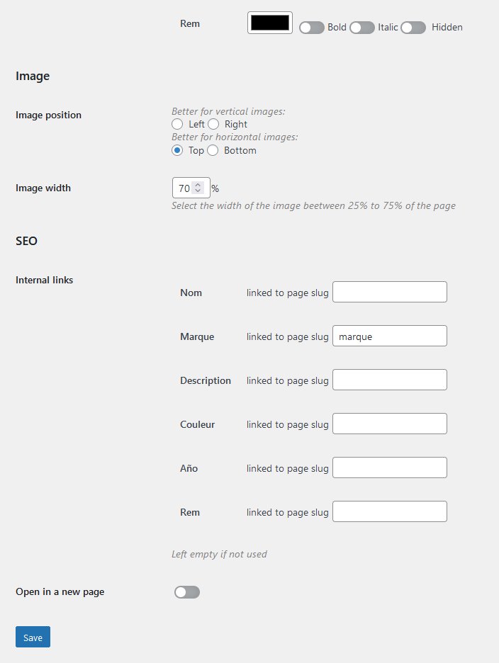 General Settings of each databases (2/2)