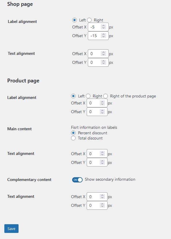 WooCommerce shop page sample with labels & badges