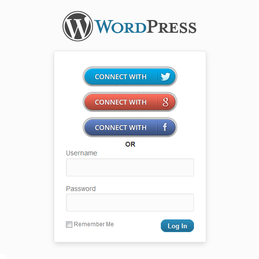Our Social Connect plugins on the main WP login page