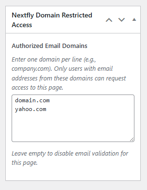 **Metabox:** Easily add authorized domains to any post or page.