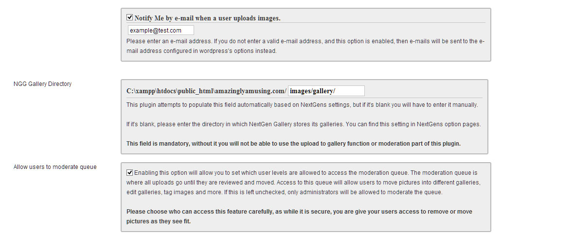 Settings page screen 3