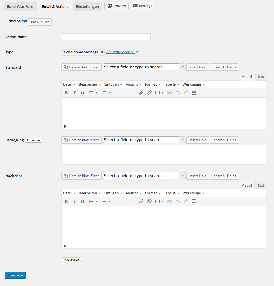 Conditional Message action type with condition and message.