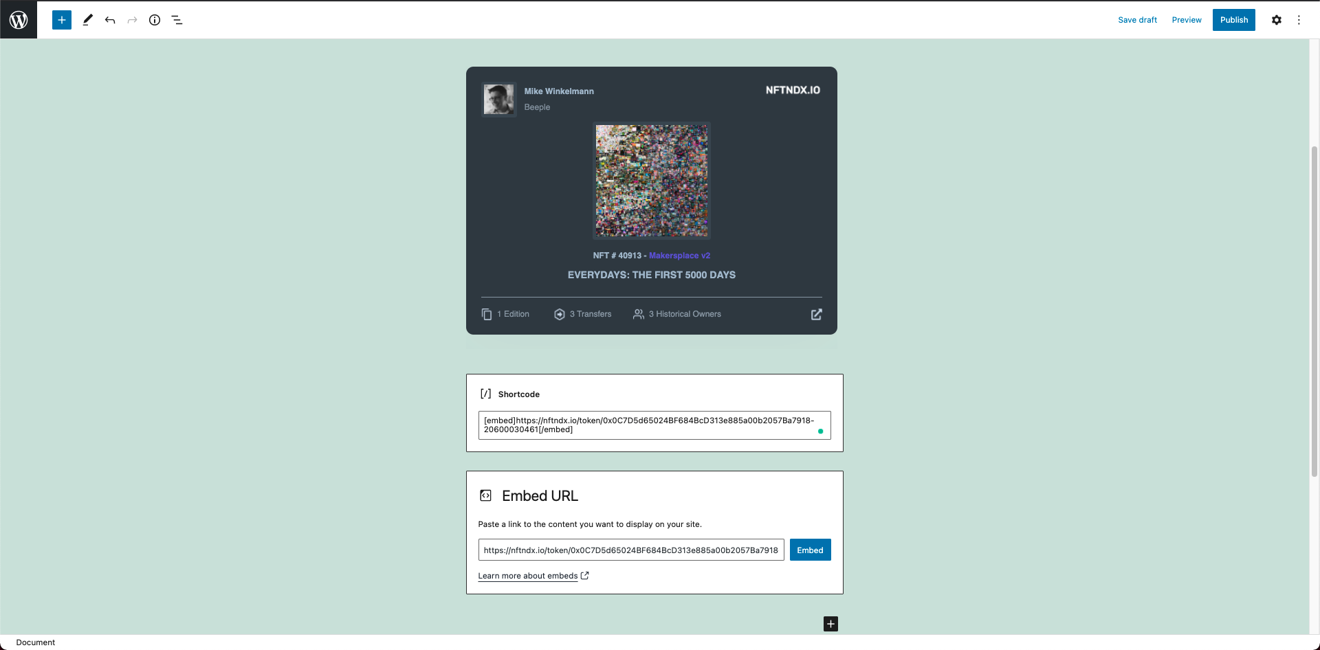 Example usage of the embed