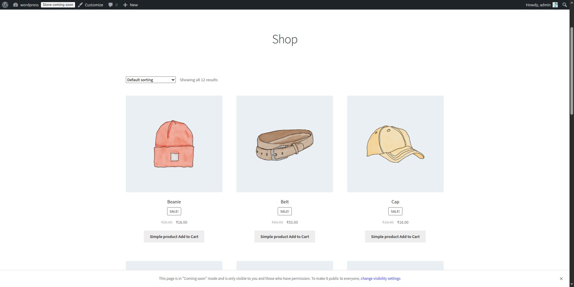 Shop page (custom label)