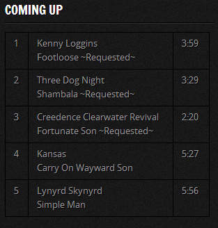 The Upcoming Tracks Widget (Available in Version 1.1.0 and Higher)