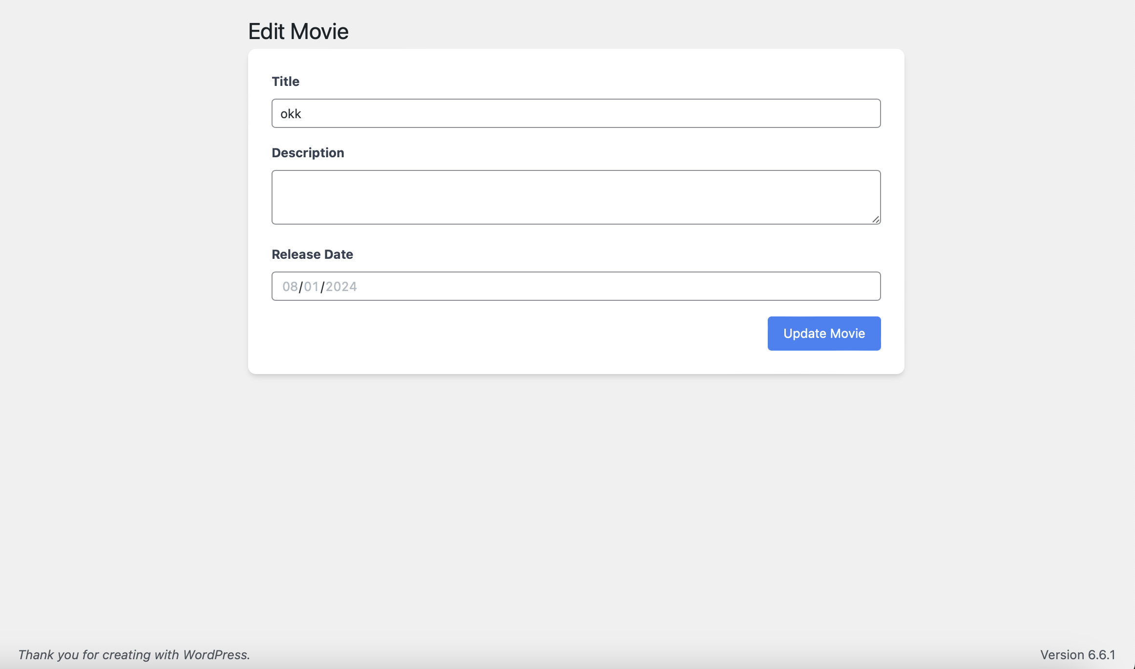 Edit movie page
