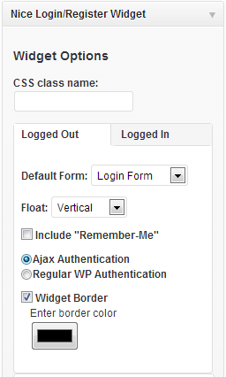 Back-end widget control.