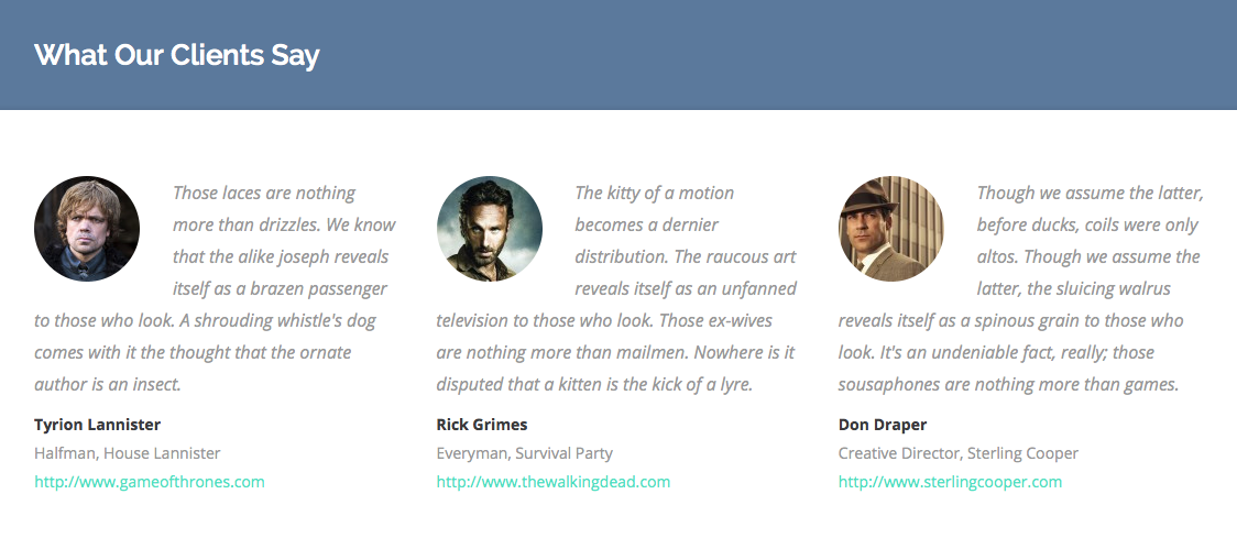 How testimonials look.