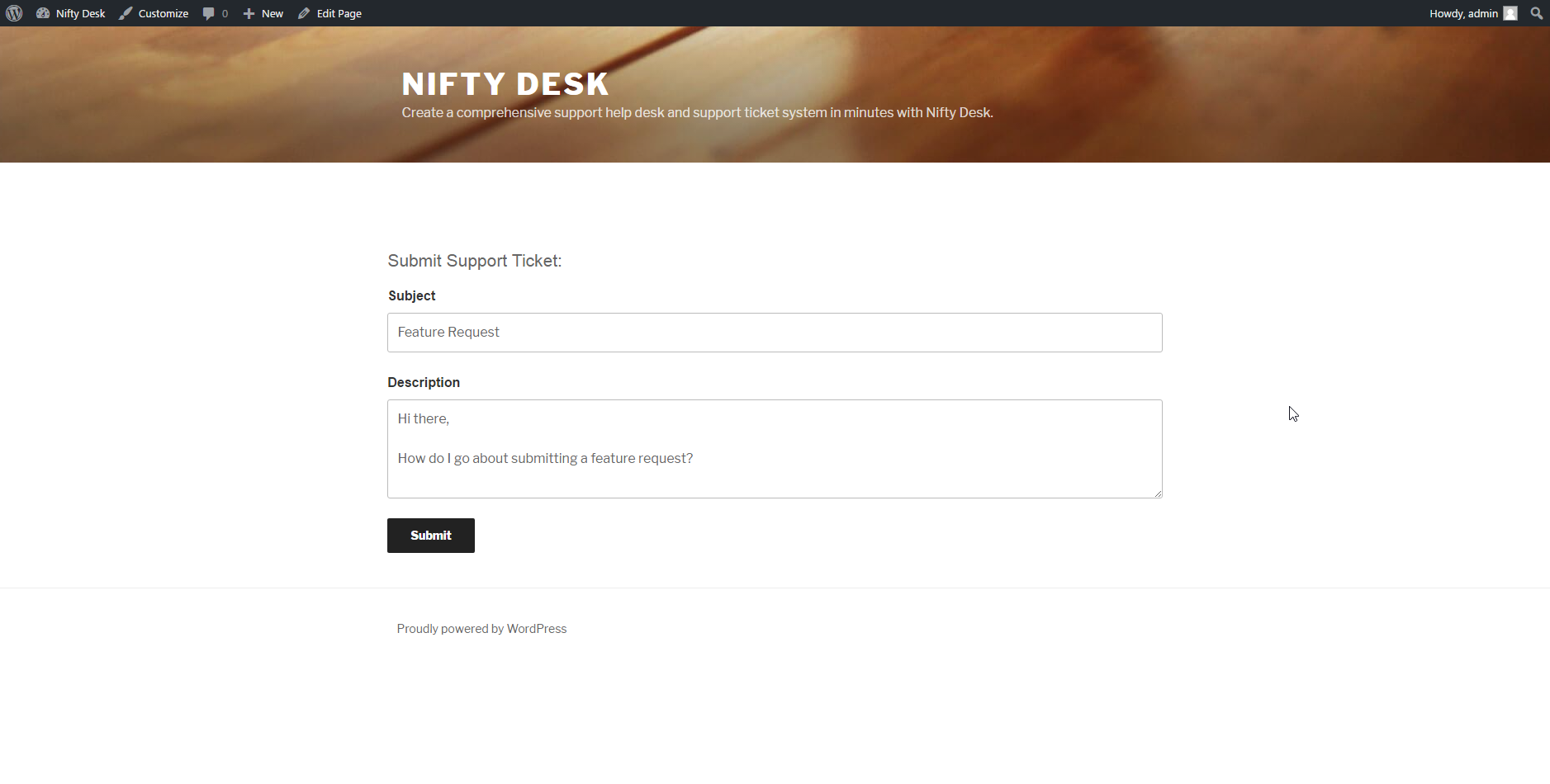 Nifty Desk - Submit a support ticket