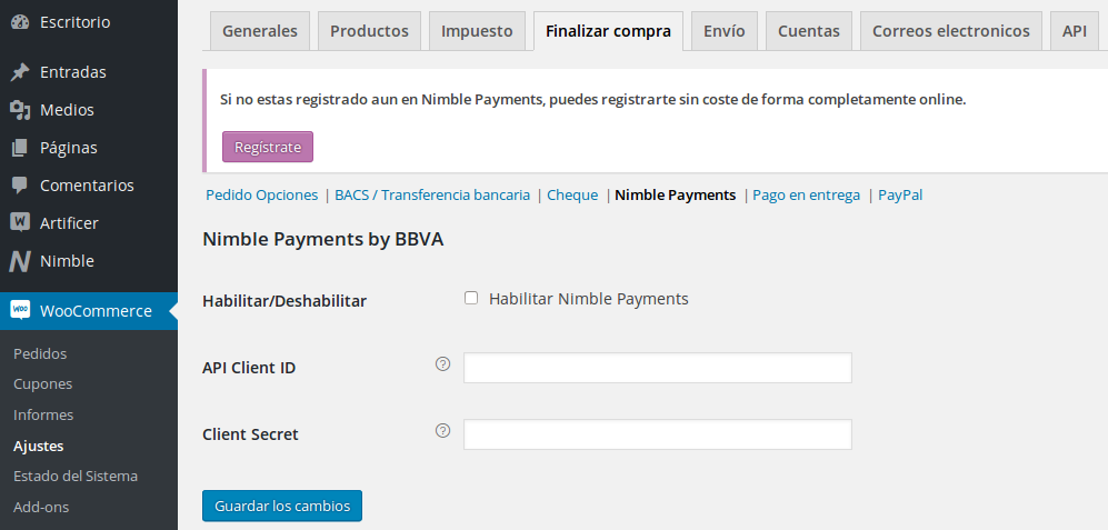 Ajustes del plugin.