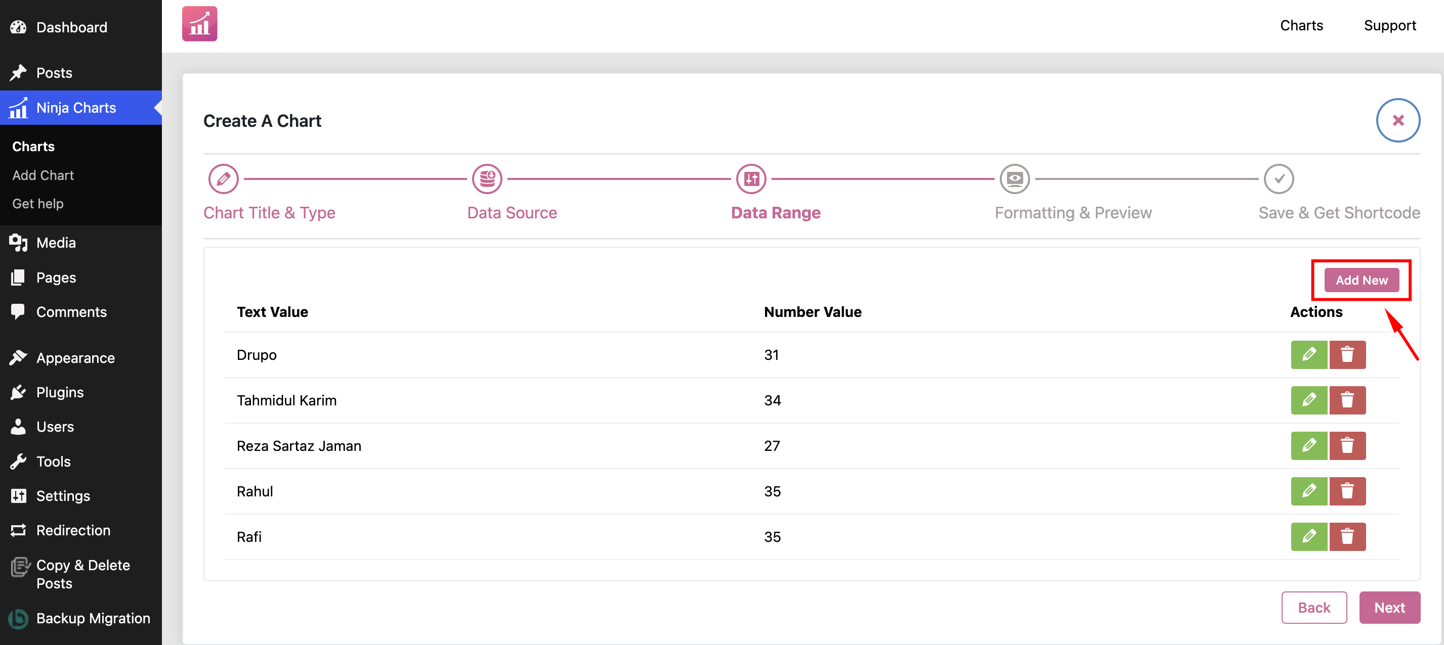 Manual data source interface
