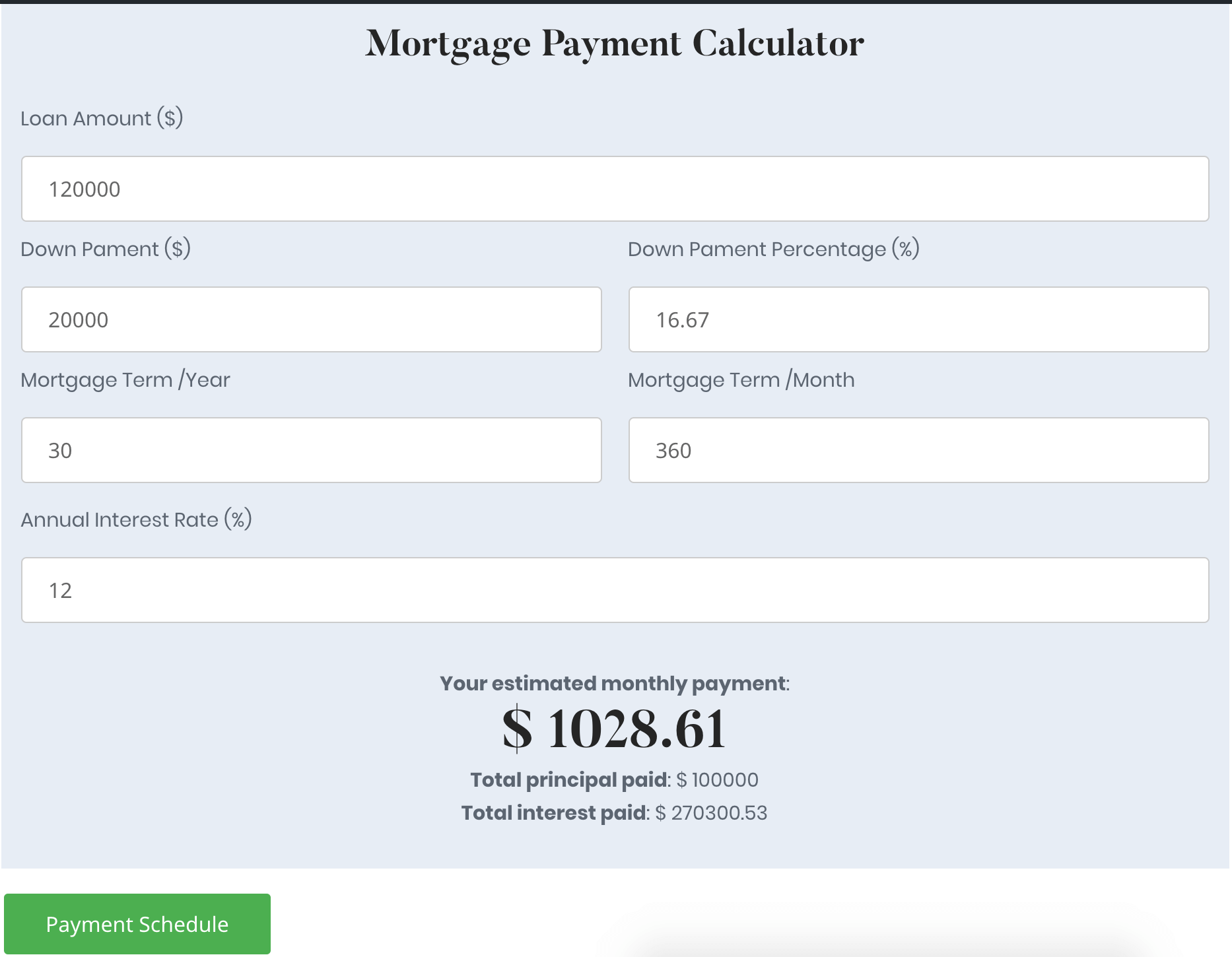 Mortgage Calculator Demo
