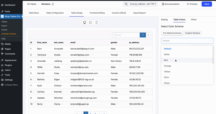 Drag and Drop Table Builder