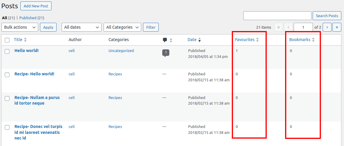 Categories created for users to tag posts and objects to.