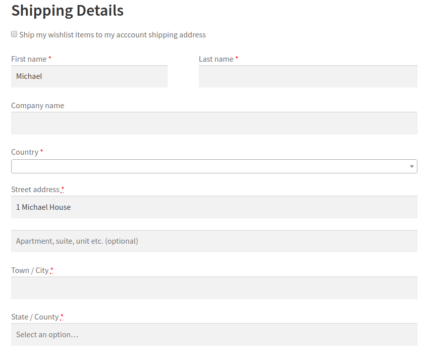 Add shipping address the WooCommerce way.