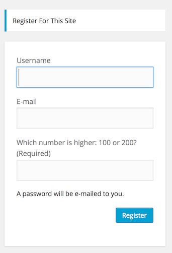 Example of security question on registration